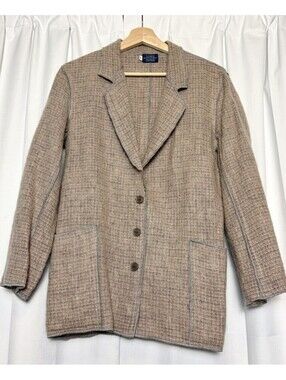 RARE Vintage 1980s Geoffrey Beene Beenebag Pink & Grey Mohair Blazer Size 6